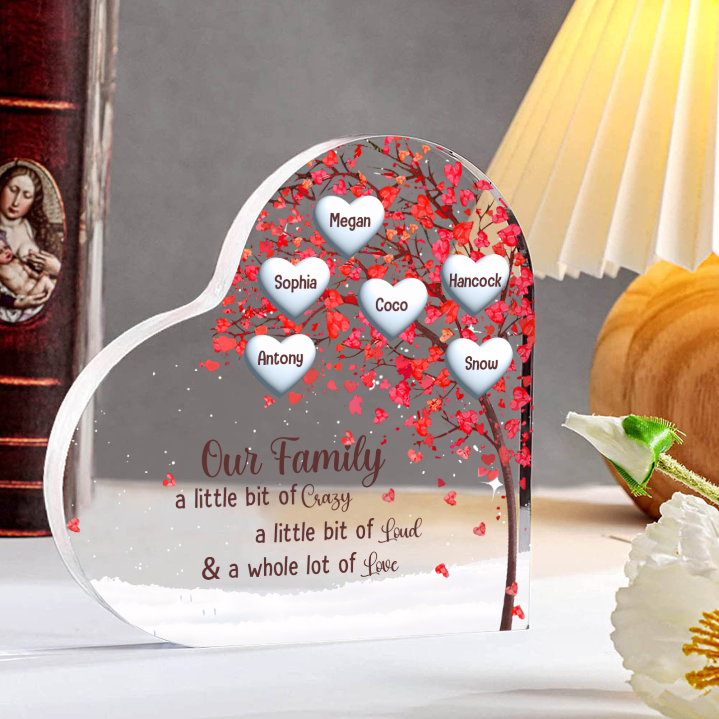 Family Tree Personalised Heart Acrylic Plaque with Custom 1-10 Names Heartfelt Gift-Jessemade AU
