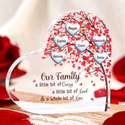 Family Tree Personalised Heart Acrylic Plaque with Custom 1-10 Names Heartfelt Gift-Jessemade AU
