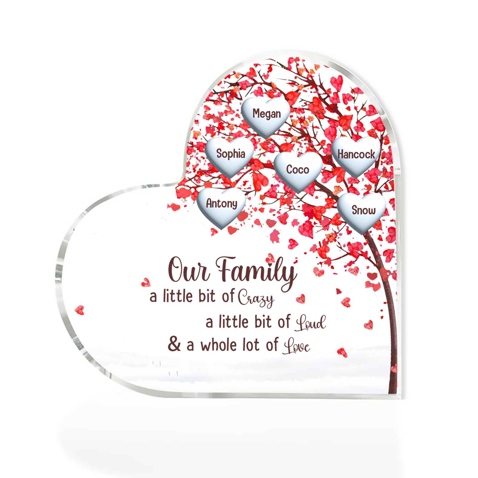 Family Tree Personalised Heart Acrylic Plaque with Custom 1-10 Names Heartfelt Gift-Jessemade AU