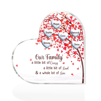 Family Tree Personalised Heart Acrylic Plaque with Custom 1-10 Names Heartfelt Gift-Jessemade AU