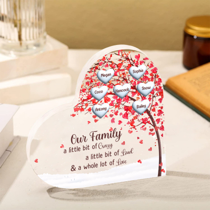 Family Tree Personalised Heart Acrylic Plaque with Custom 1-10 Names Heartfelt Gift-Jessemade AU