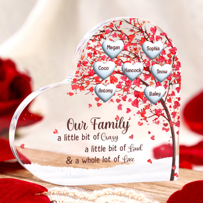 Family Tree Personalised Heart Acrylic Plaque with Custom 1-10 Names Heartfelt Gift-Jessemade AU