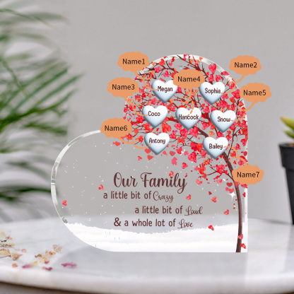 Family Tree Personalised Heart Acrylic Plaque with Custom 1-10 Names Heartfelt Gift-Jessemade AU