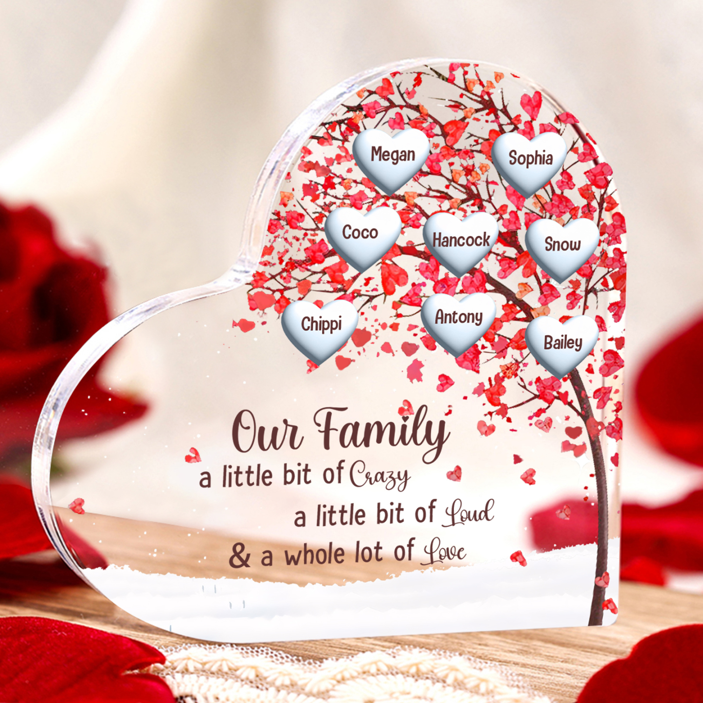 Family Tree Personalised Heart Acrylic Plaque with Custom 1-10 Names Heartfelt Gift-Jessemade AU