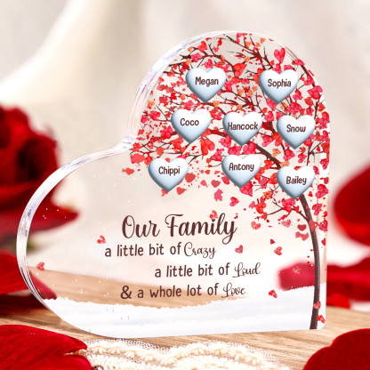Personalised Red Family Tree Acrylic Heart Plaque Custom 1–10 Names Ornament Christmas Gifts for Nan/Mum-Jessemade AU