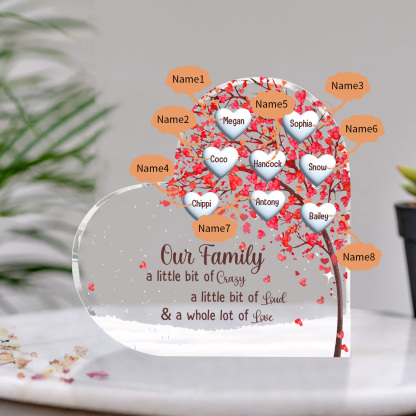 Family Tree Personalised Heart Acrylic Plaque with Custom 1-10 Names Heartfelt Gift-Jessemade AU