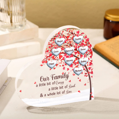 Family Tree Personalised Heart Acrylic Plaque with Custom 1-10 Names Heartfelt Gift-Jessemade AU