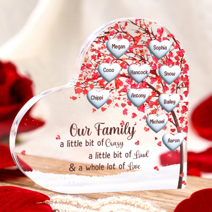 Family Tree Personalised Heart Acrylic Plaque with Custom 1-10 Names Heartfelt Gift-Jessemade AU