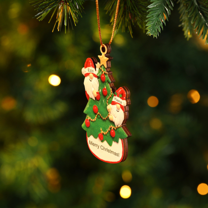 Personalised Gnome Christmas Ornament Custom 2 Names Family Gift for Christmas-Jessemade AU