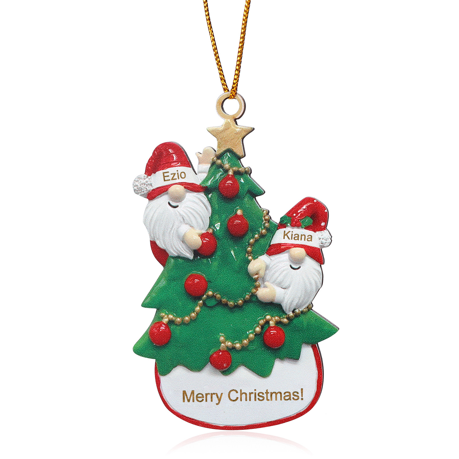 Personalised Gnome Christmas Ornament Custom 2 Names Family Gift for Christmas-Jessemade AU