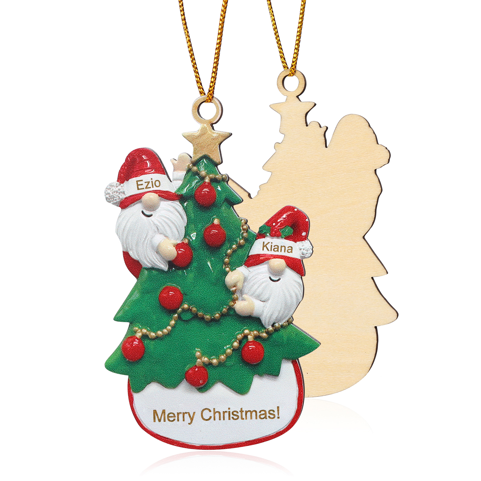 Personalised Gnome Christmas Ornament Custom 2 Names Family Gift for Christmas-Jessemade AU