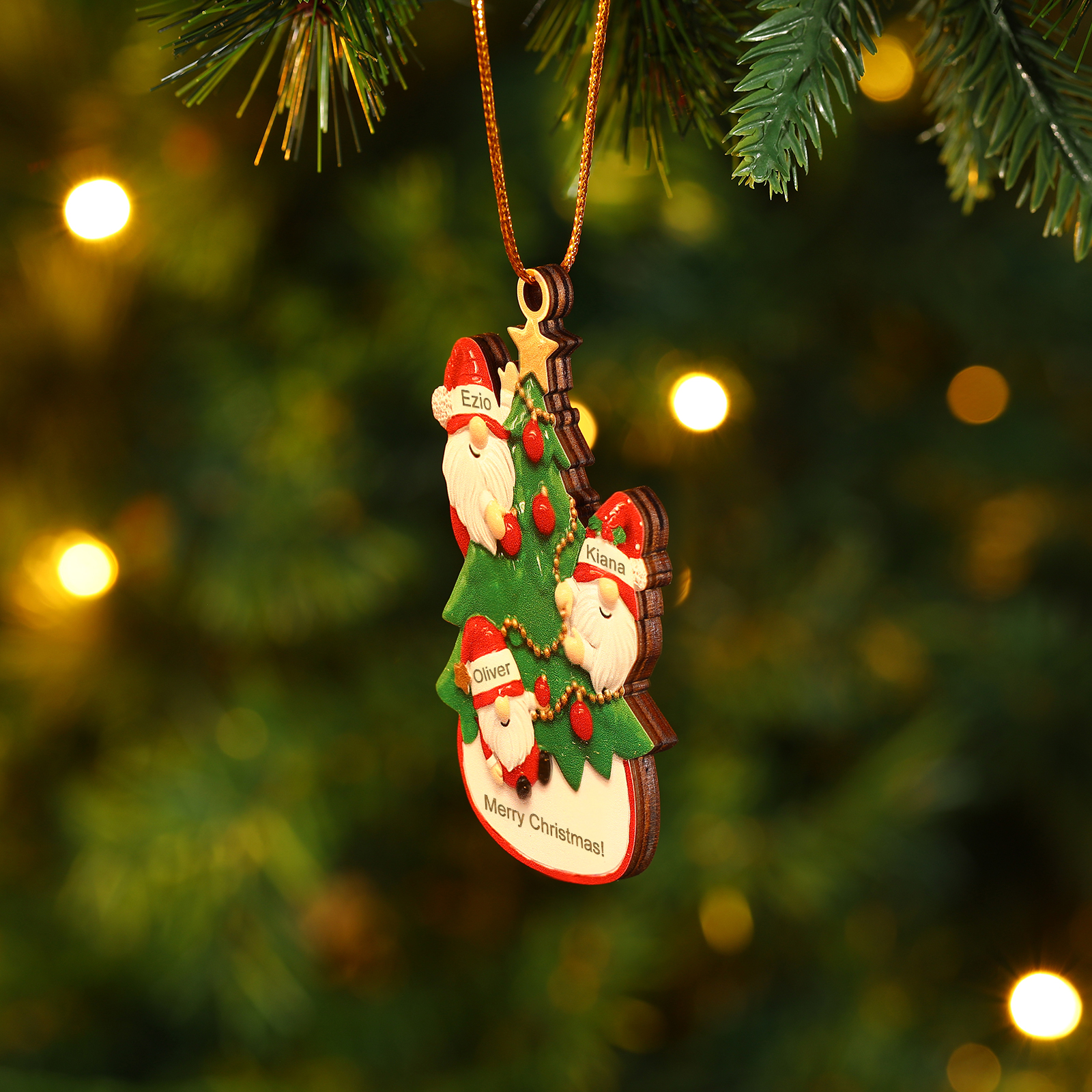 Personalised Gnome Christmas Ornament Custom 3 Names Family Gift for Christmas-Jessemade AU