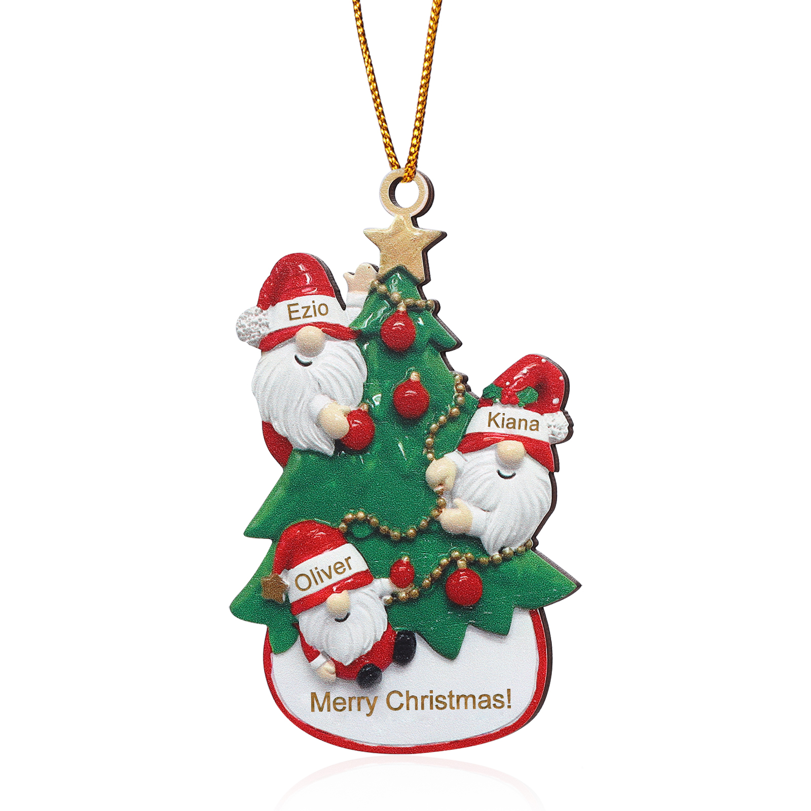 Personalised Gnome Christmas Ornament Custom 3 Names Family Gift for Christmas-Jessemade AU
