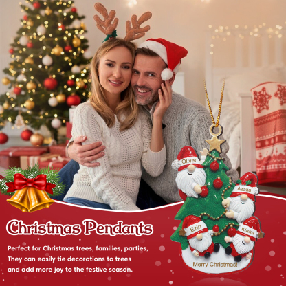 Personalised Gnome Christmas Ornament Custom 4 Names Family Gift for Christmas-Jessemade AU