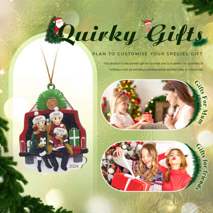 Custom Wooden Family Car Ornament Personalized Christmas Gift with 3 Names & Year-Jessemade AU