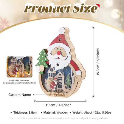Personalised Wooden Santa and Snowman Night Light with Custom Names-Jessemade AU