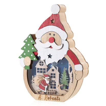 Personalised Wooden Santa and Snowman Night Light with Custom Names-Jessemade AU