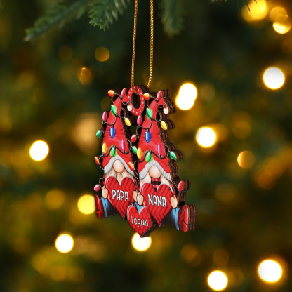 Personalised Gnome Family Wooden Christmas Ornament Custom with 3 Names Keychain Gift For Nana Papa-Jessemade AU