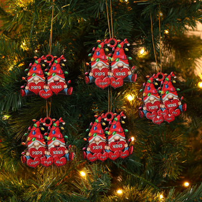 Personalised Gnome Family Wooden Christmas Ornament Custom with 3 Names Keychain Gift For Nana Papa-Jessemade AU