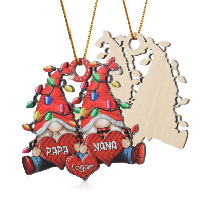 Personalised Gnome Family Wooden Christmas Ornament Custom with 3 Names Keychain Gift For Nana Papa-Jessemade AU