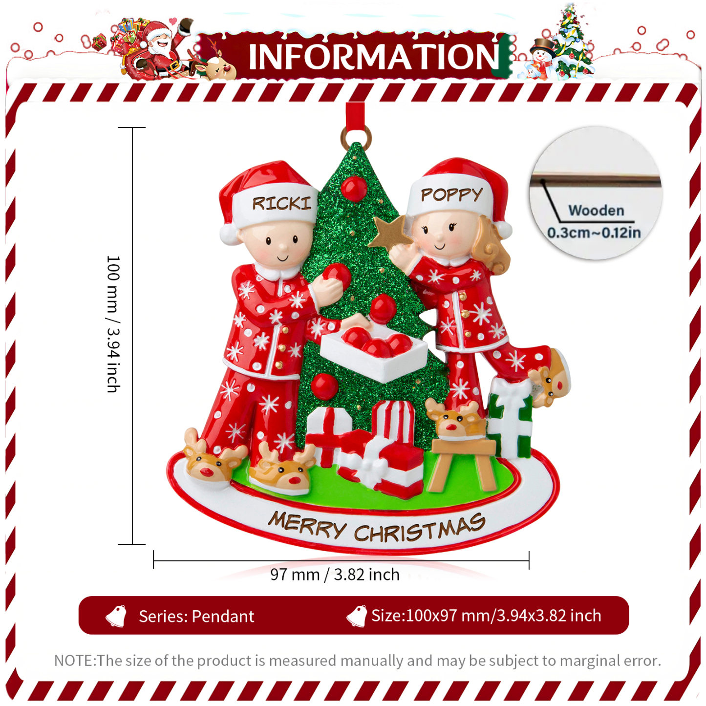 Personalised Couple Ornament with Names Festive Christmas Tree Decorating Scene-Jessemade AU