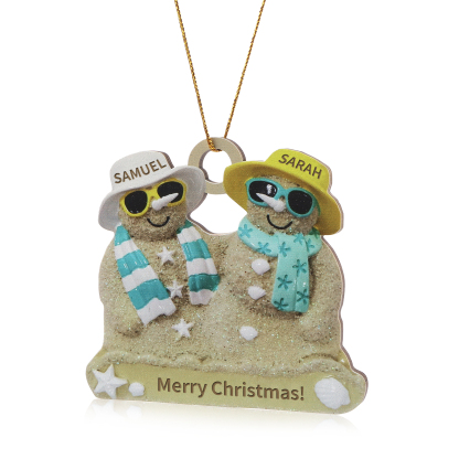 Personalised Beach Sandman Family Ornament Custom 1 Text & 2 Names Wooden Christmas Gift for Couple-Jessemade AU