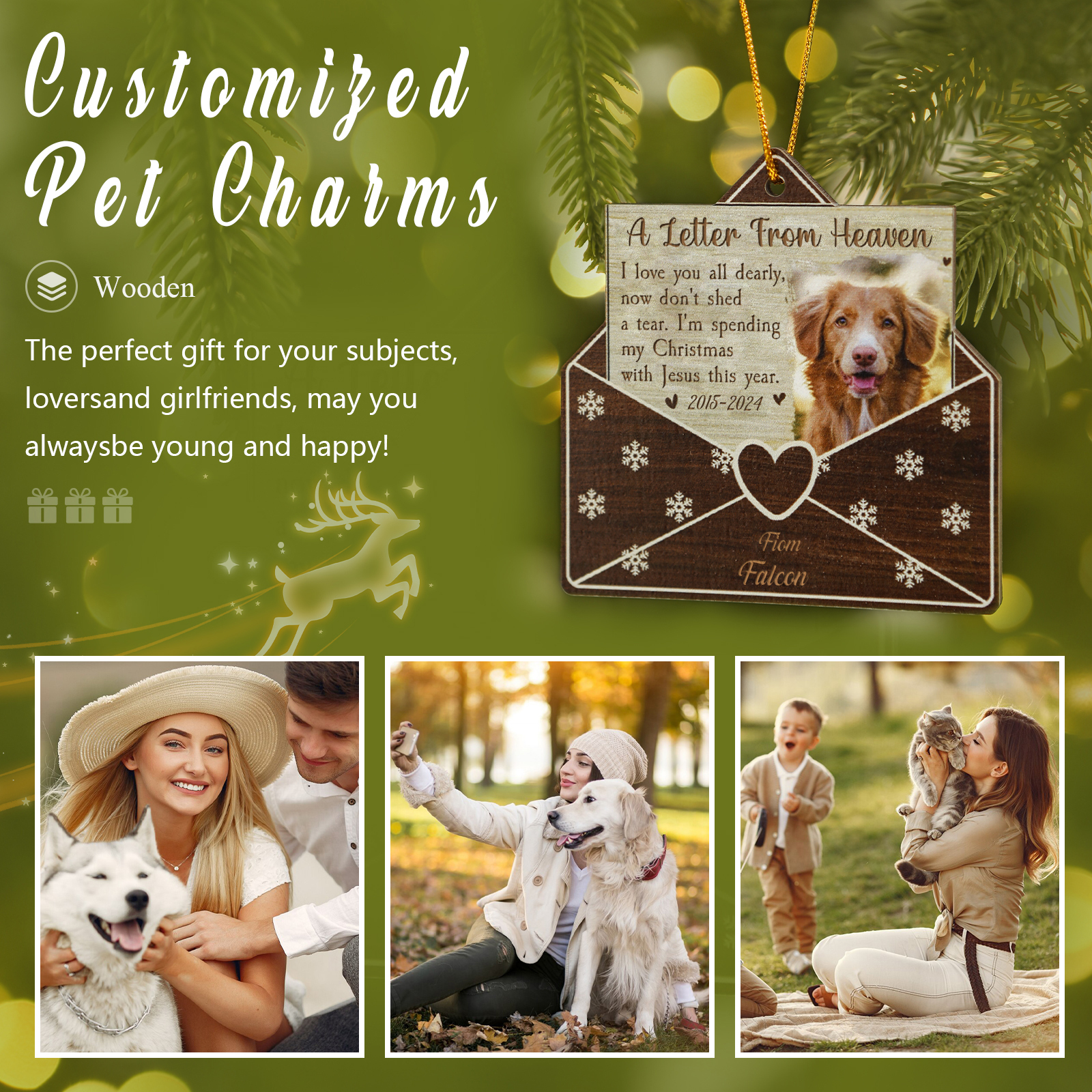 Personalised  Envelope Wooden Ornament Pet Memorial Gift Christmas Gift-Jessemade AU