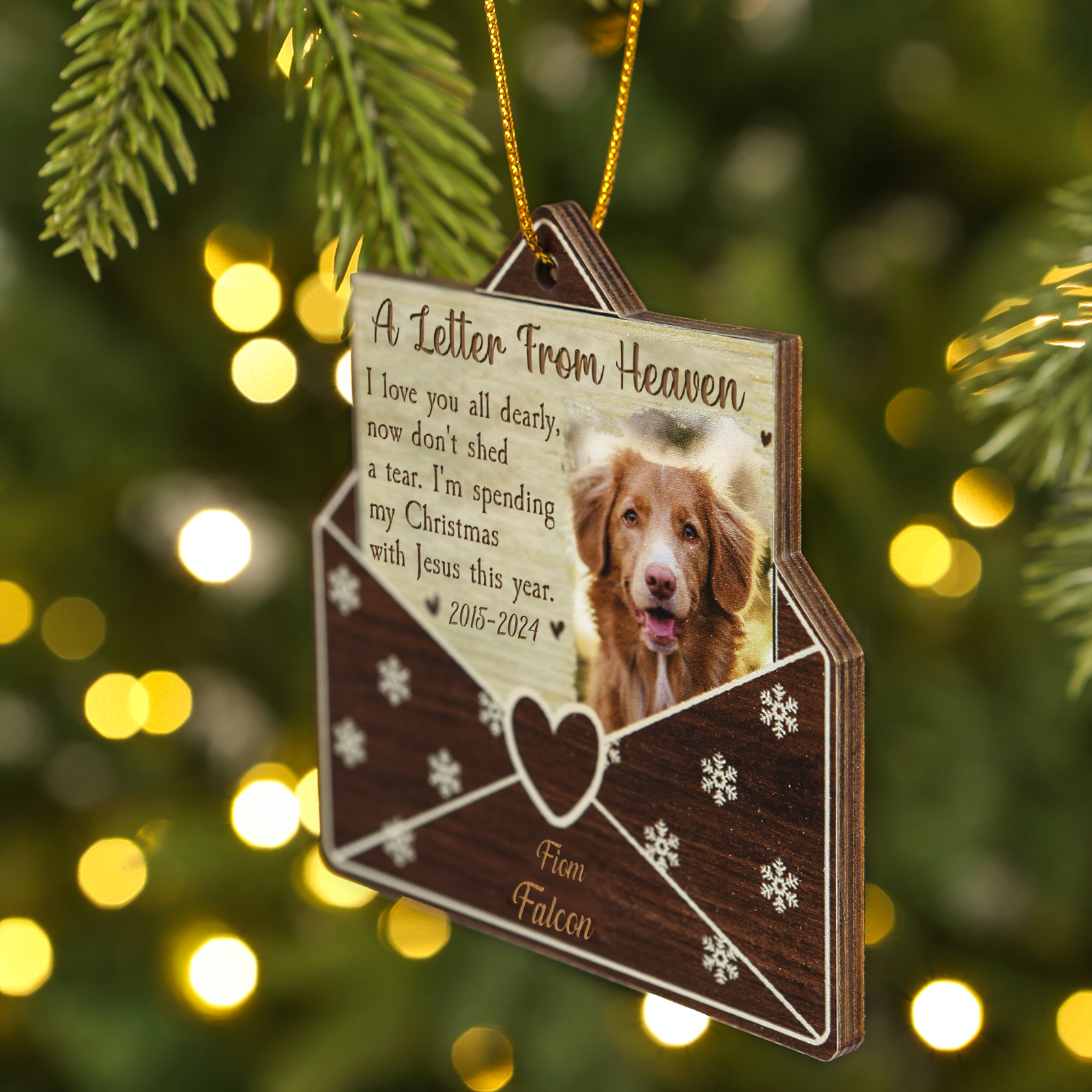 Personalised  Envelope Wooden Ornament Pet Memorial Gift Christmas Gift-Jessemade AU
