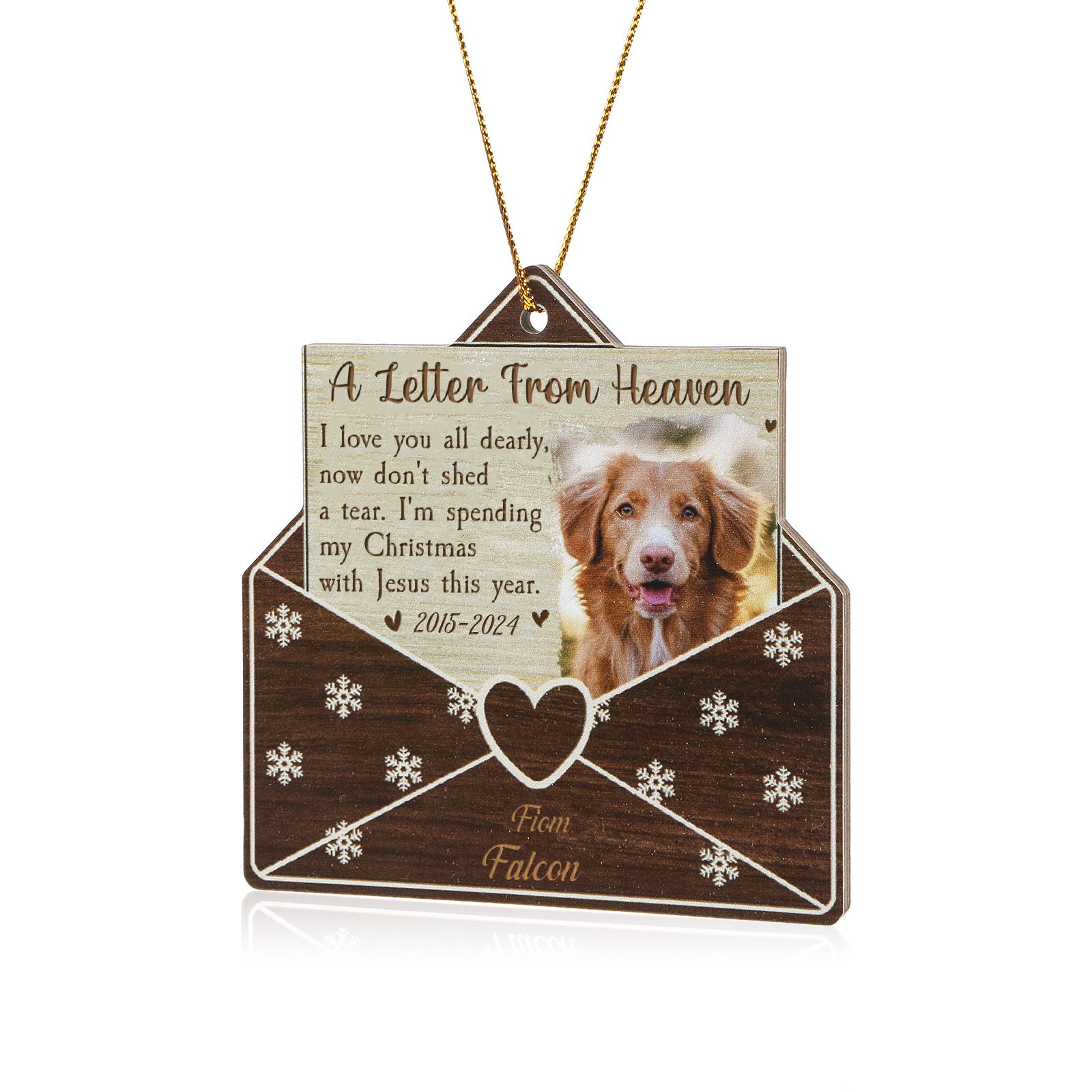 Personalised  Envelope Wooden Ornament Pet Memorial Gift Christmas Gift-Jessemade AU