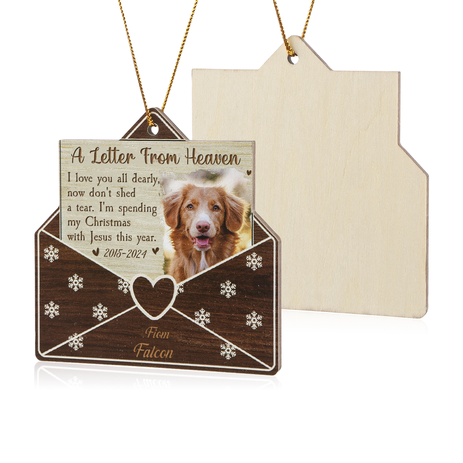 Personalised  Envelope Wooden Ornament Pet Memorial Gift Christmas Gift-Jessemade AU
