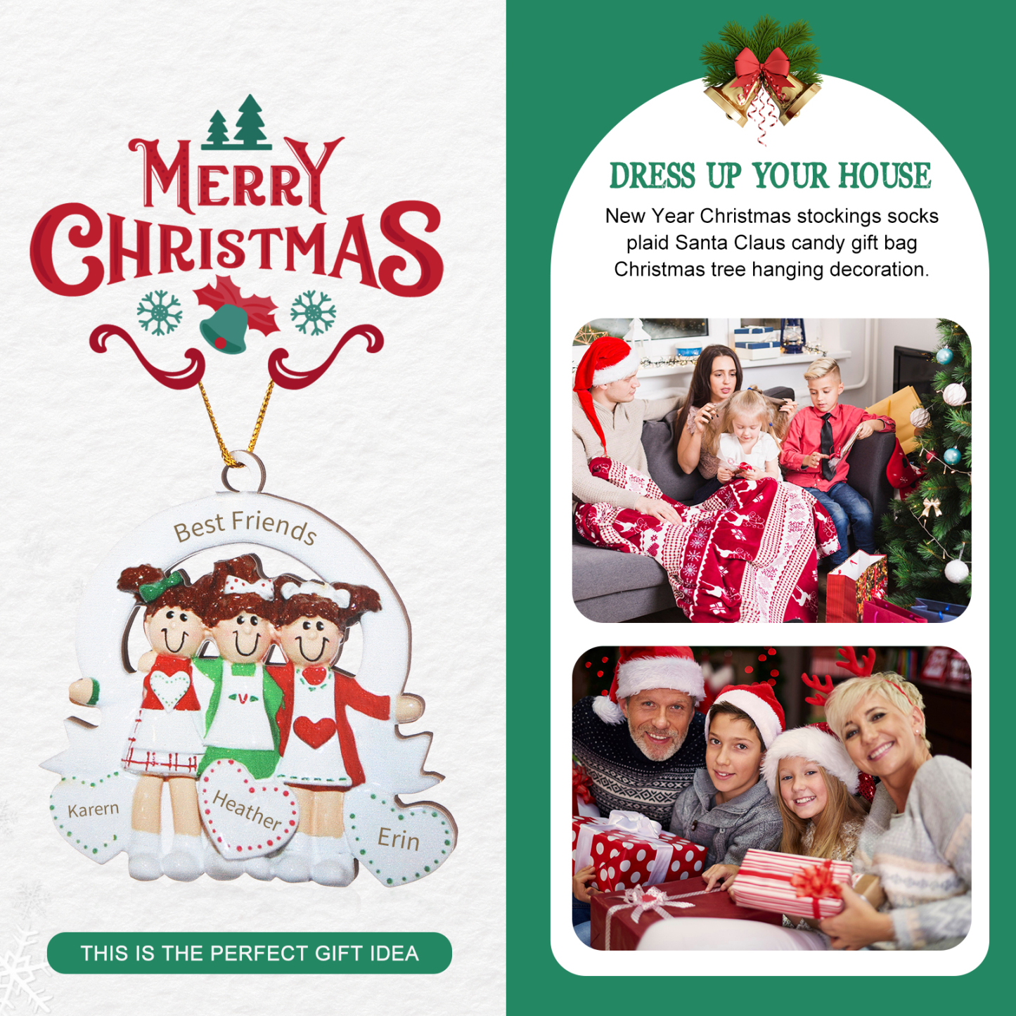 Personalised Hanging Ornament Custom 3 Names Christmas Funny Gifts for Besties/Sisters-Jessemade AU