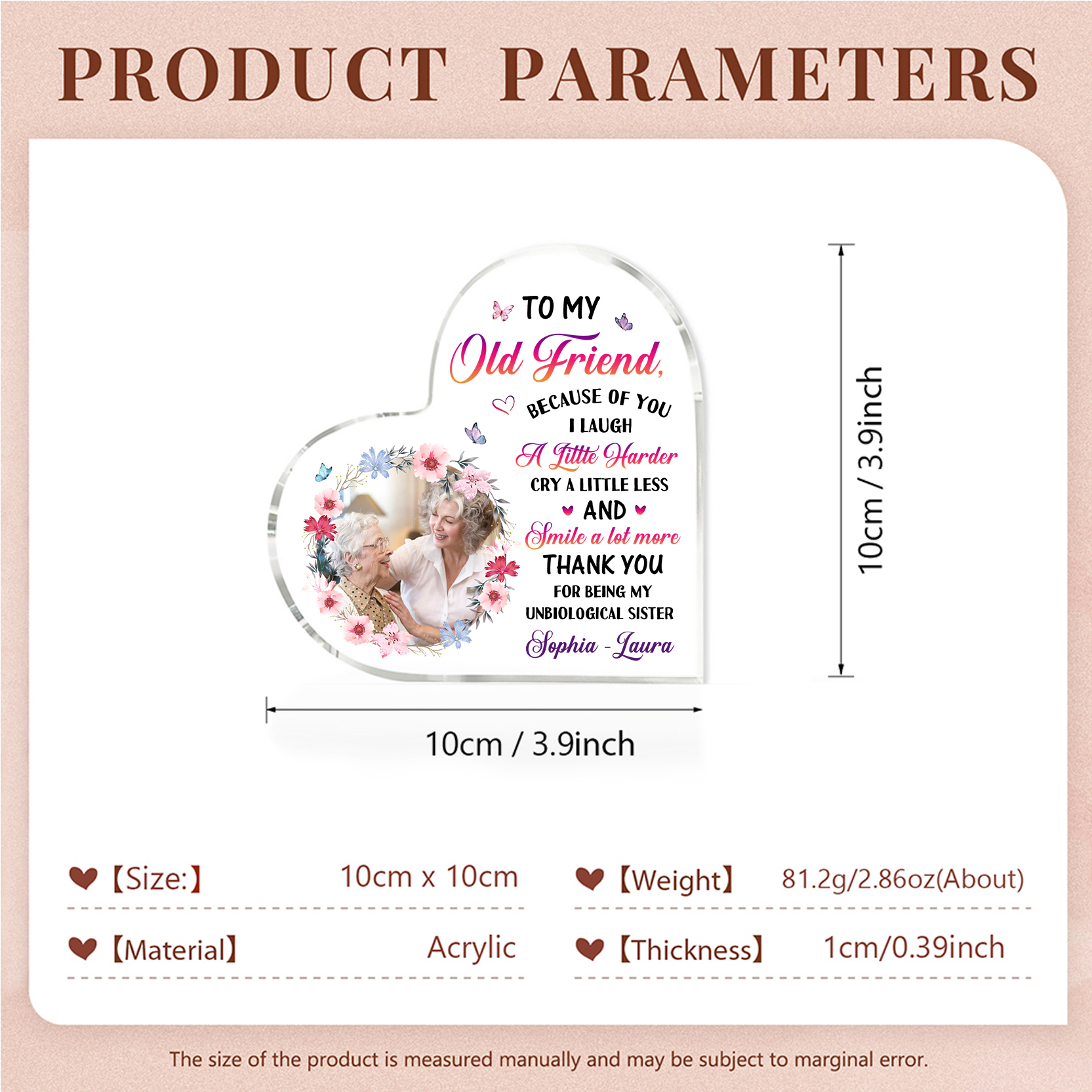 To My Old Friend Personalised Memorial Heart Plaque A Lasting Tribute to Friendship and Family-Jessemade AU