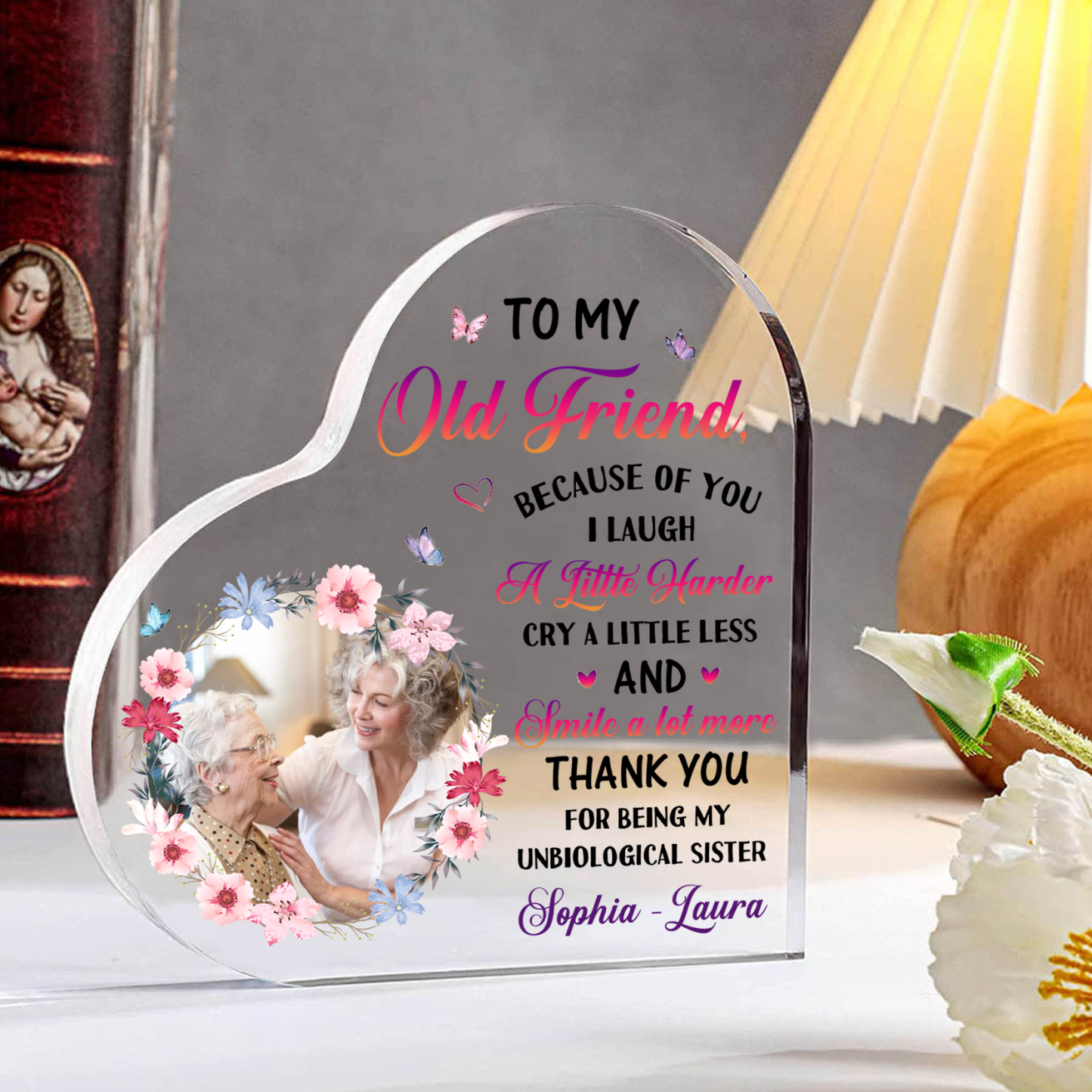 To My Old Friend Personalised Memorial Heart Plaque A Lasting Tribute to Friendship and Family-Jessemade AU