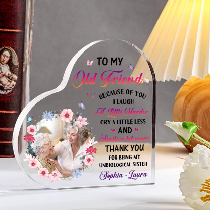 To My Old Friend Personalised Memorial Heart Plaque A Lasting Tribute to Friendship and Family-Jessemade AU