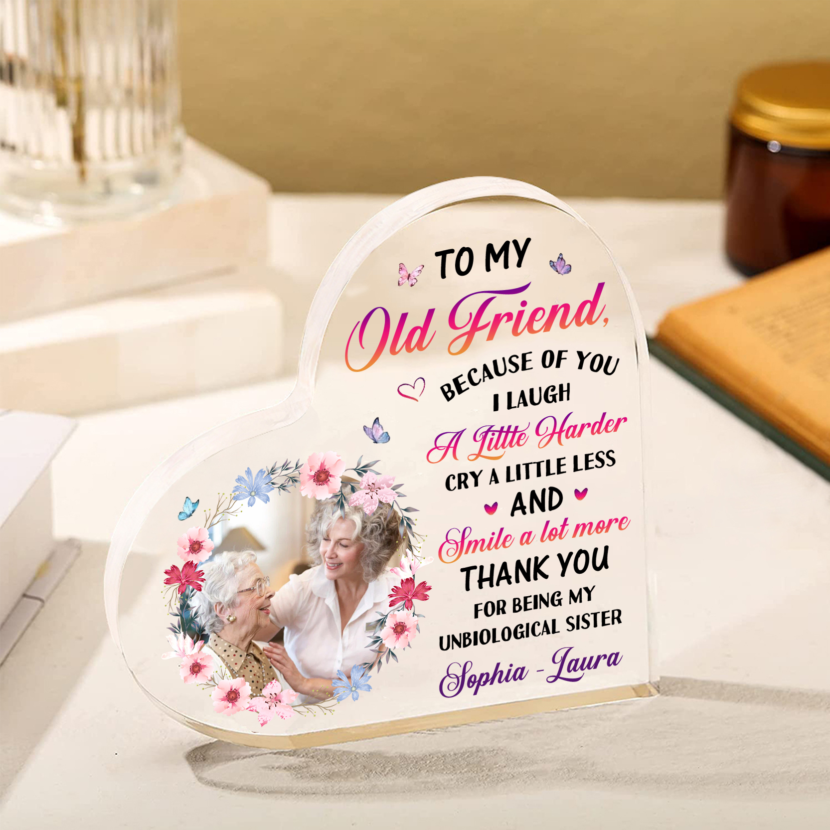 To My Old Friend Personalised Memorial Heart Plaque A Lasting Tribute to Friendship and Family-Jessemade AU