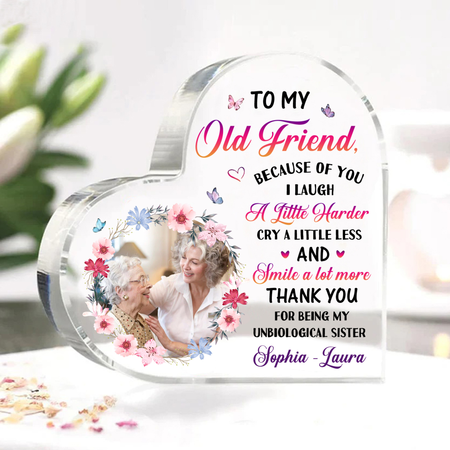 To My Old Friend Personalised Memorial Heart Plaque A Lasting Tribute to Friendship and Family-Jessemade AU