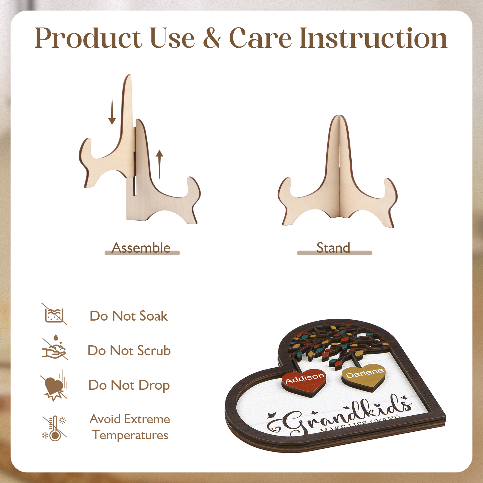Personalised Heart Shaped Grandparents Plaque with Family Tree Design Custom 2-11 Names and Text-Jessemade AU