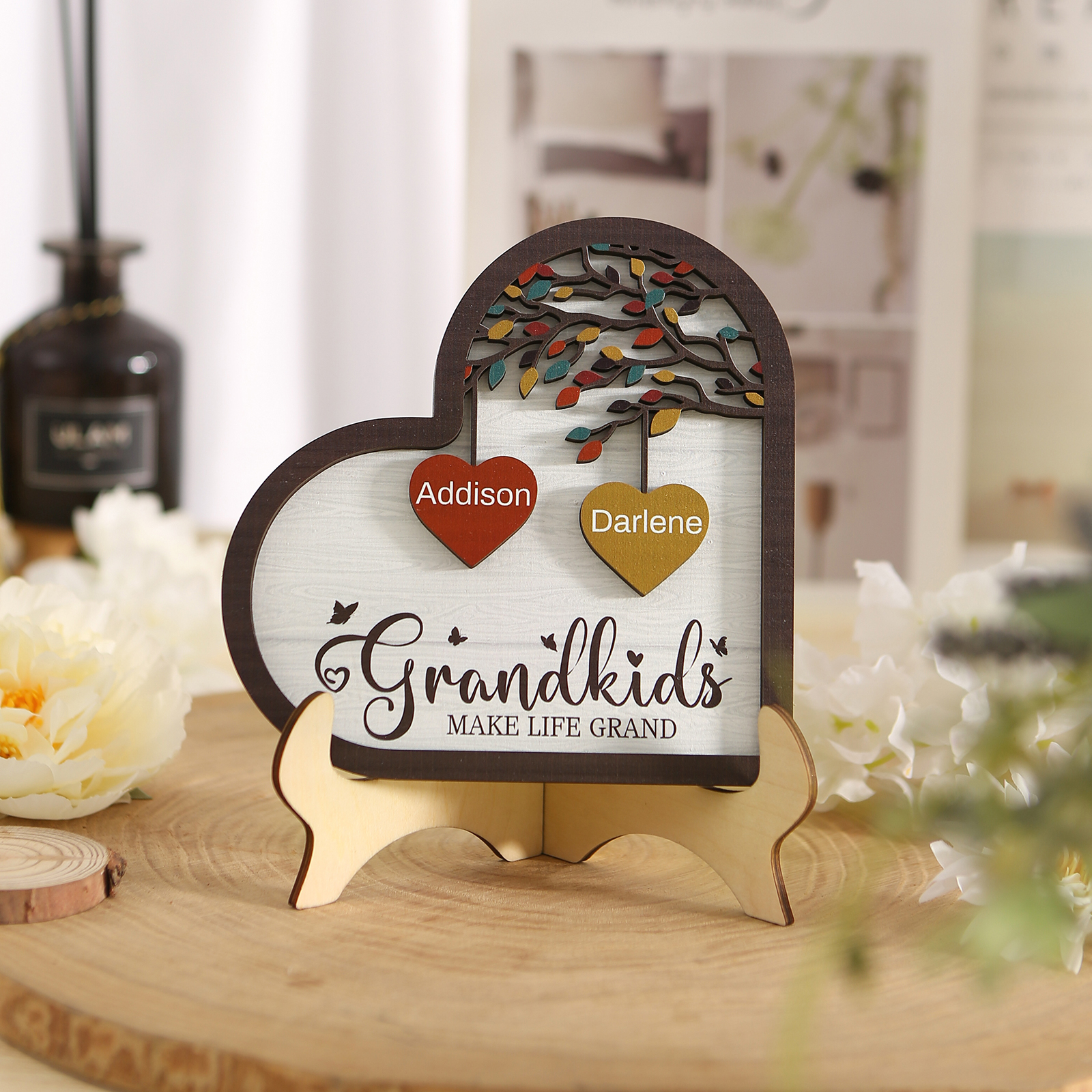 Personalised Heart Shaped Grandparents Plaque with Family Tree Design Custom 2-11 Names and Text-Jessemade AU