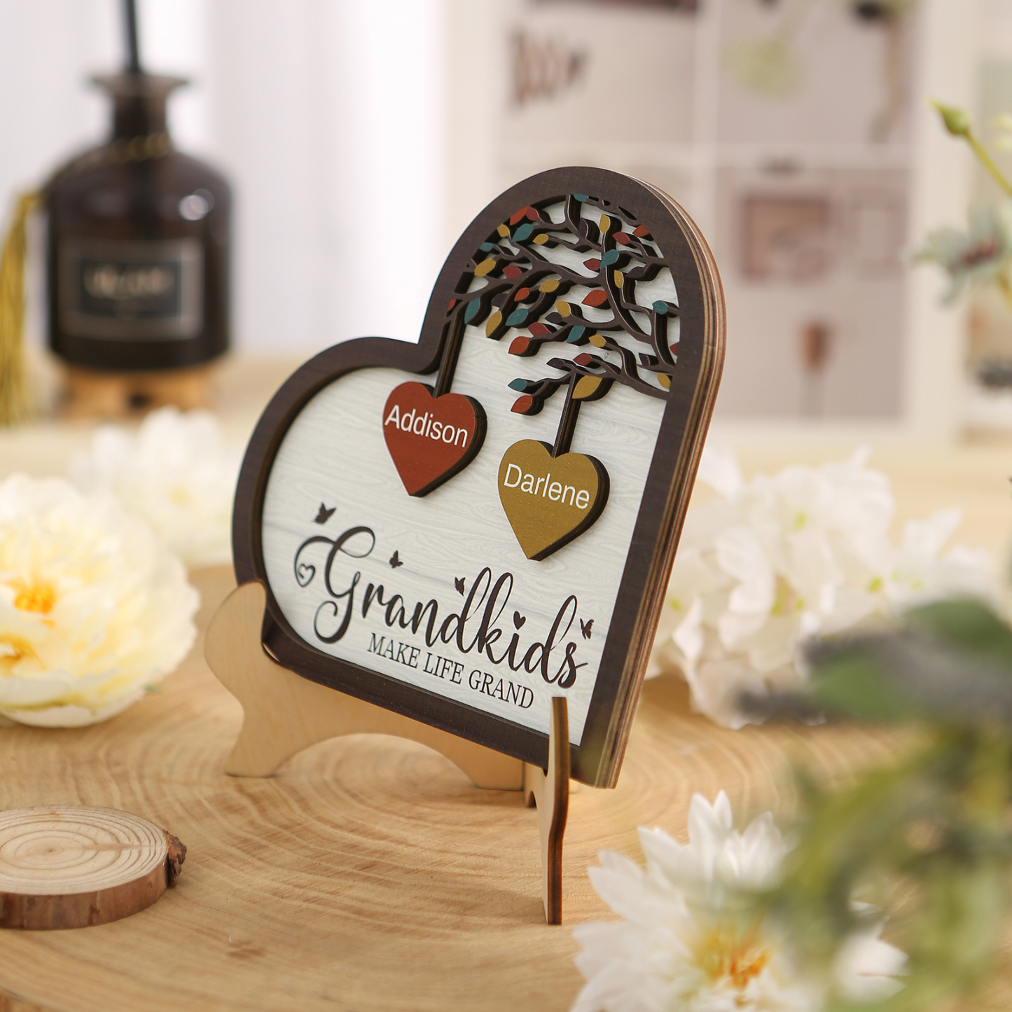 Personalised Heart Shaped Grandparents Plaque with Family Tree Design Custom 2-11 Names and Text-Jessemade AU