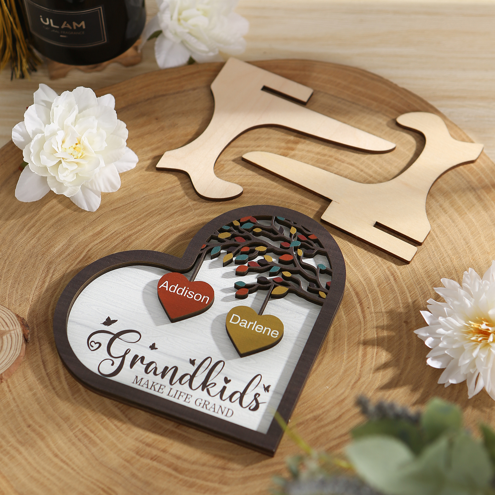 Personalised Heart Shaped Grandparents Plaque with Family Tree Design Custom 2-11 Names and Text-Jessemade AU
