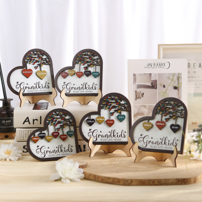 Personalised Heart Shaped Grandparents Plaque with Family Tree Design Custom 2-11 Names and Text-Jessemade AU