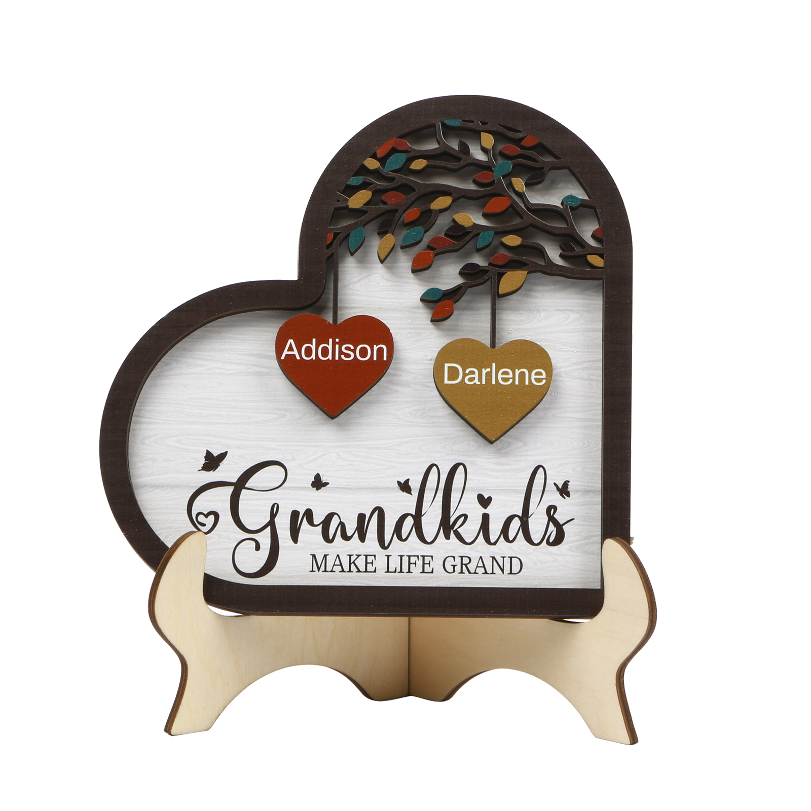 Personalised Heart Shaped Grandparents Plaque with Custom 2 Names and Text