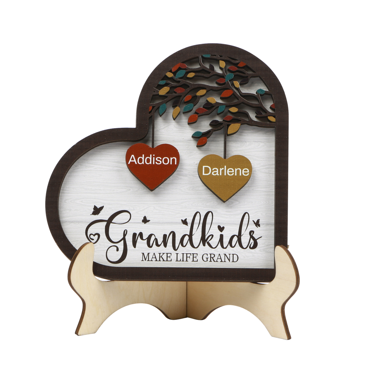 Personalised Heart Shaped Grandparents Plaque with Family Tree Design Custom 2-11 Names and Text-Jessemade AU