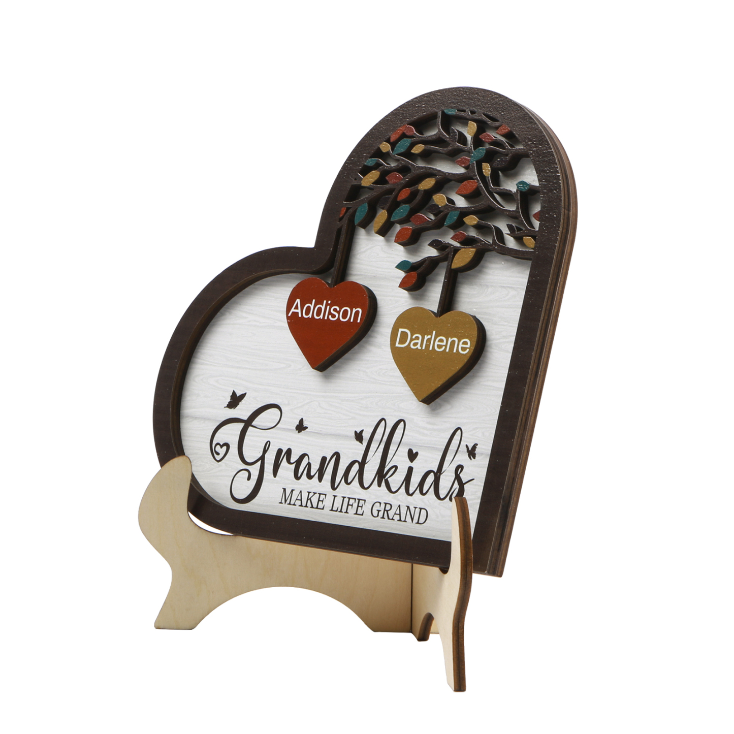 Personalised Heart Shaped Grandparents Plaque with Family Tree Design Custom 2-11 Names and Text-Jessemade AU