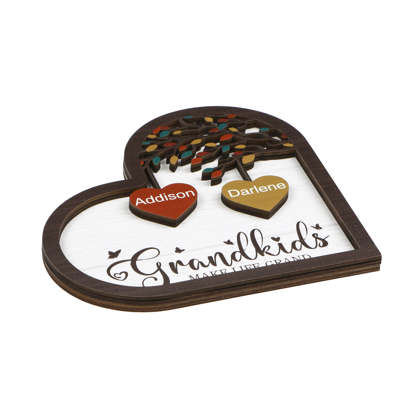 Personalised Heart Shaped Grandparents Plaque with Family Tree Design Custom 2-11 Names and Text-Jessemade AU