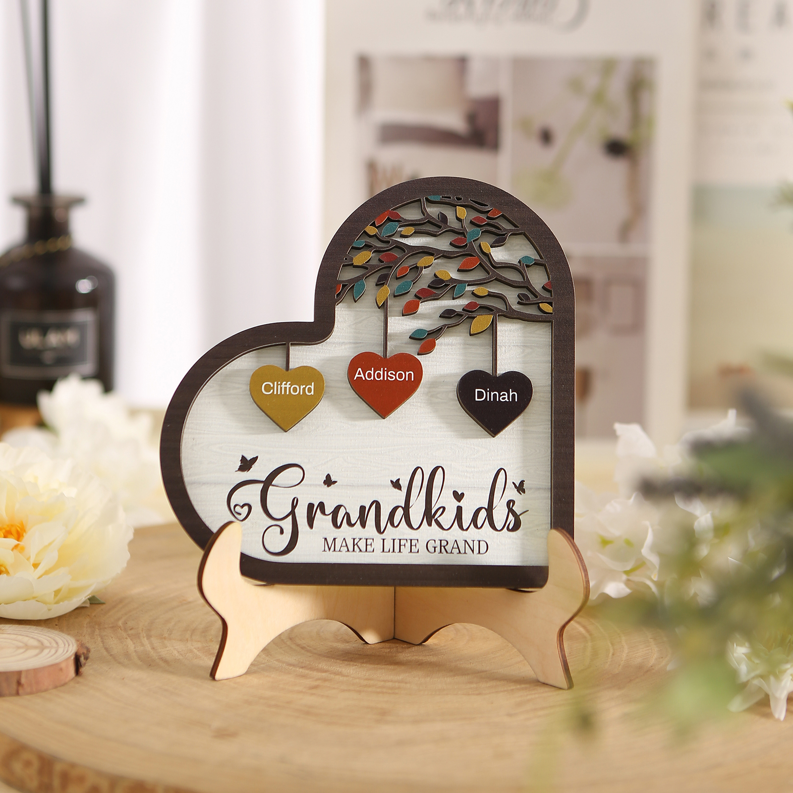Personalised Heart Shaped Grandparents Plaque with Family Tree Design Custom 2-11 Names and Text-Jessemade AU