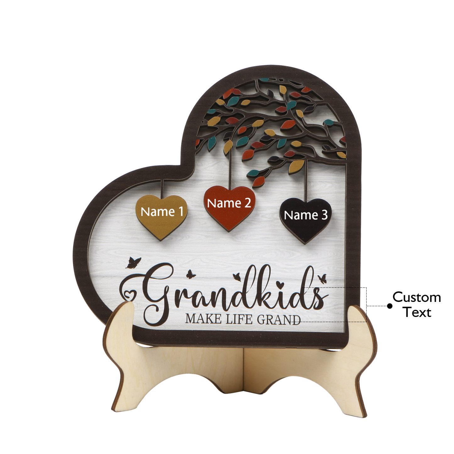 Personalised Heart Shaped Grandparents Plaque with Family Tree Design Custom 2-11 Names and Text-Jessemade AU