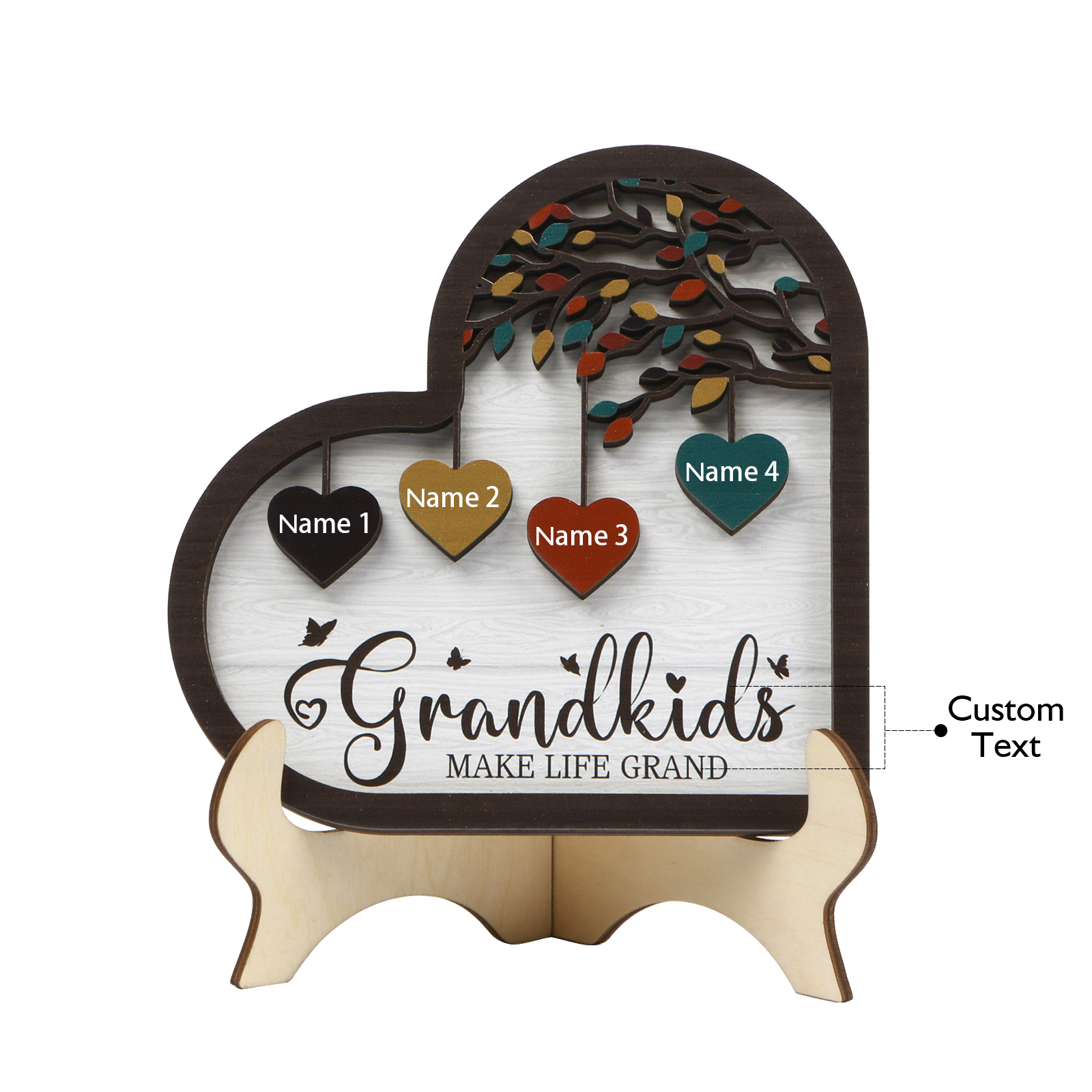 Personalised Heart Shaped Grandparents Plaque with Family Tree Design Custom 2-11 Names and Text-Jessemade AU
