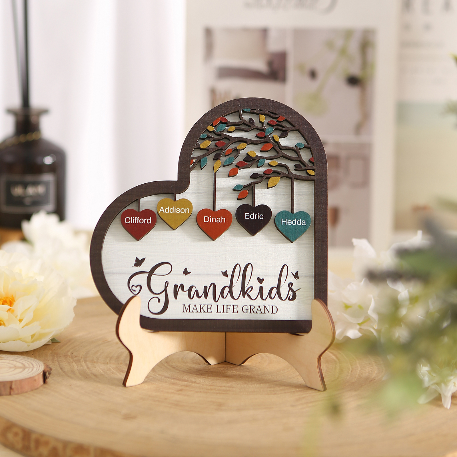 Personalised Heart Shaped Grandparents Plaque with Family Tree Design Custom 2-11 Names and Text-Jessemade AU
