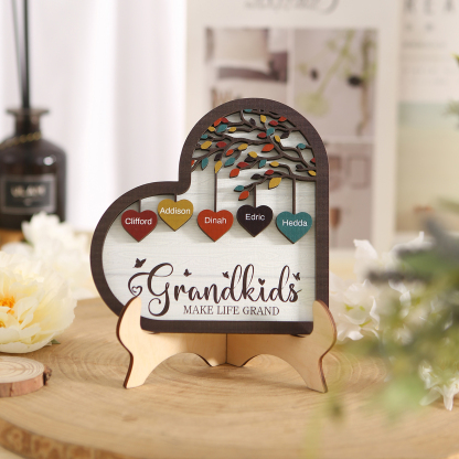 Personalised Heart Shaped Grandparents Plaque with Family Tree Design Custom 2-11 Names and Text-Jessemade AU
